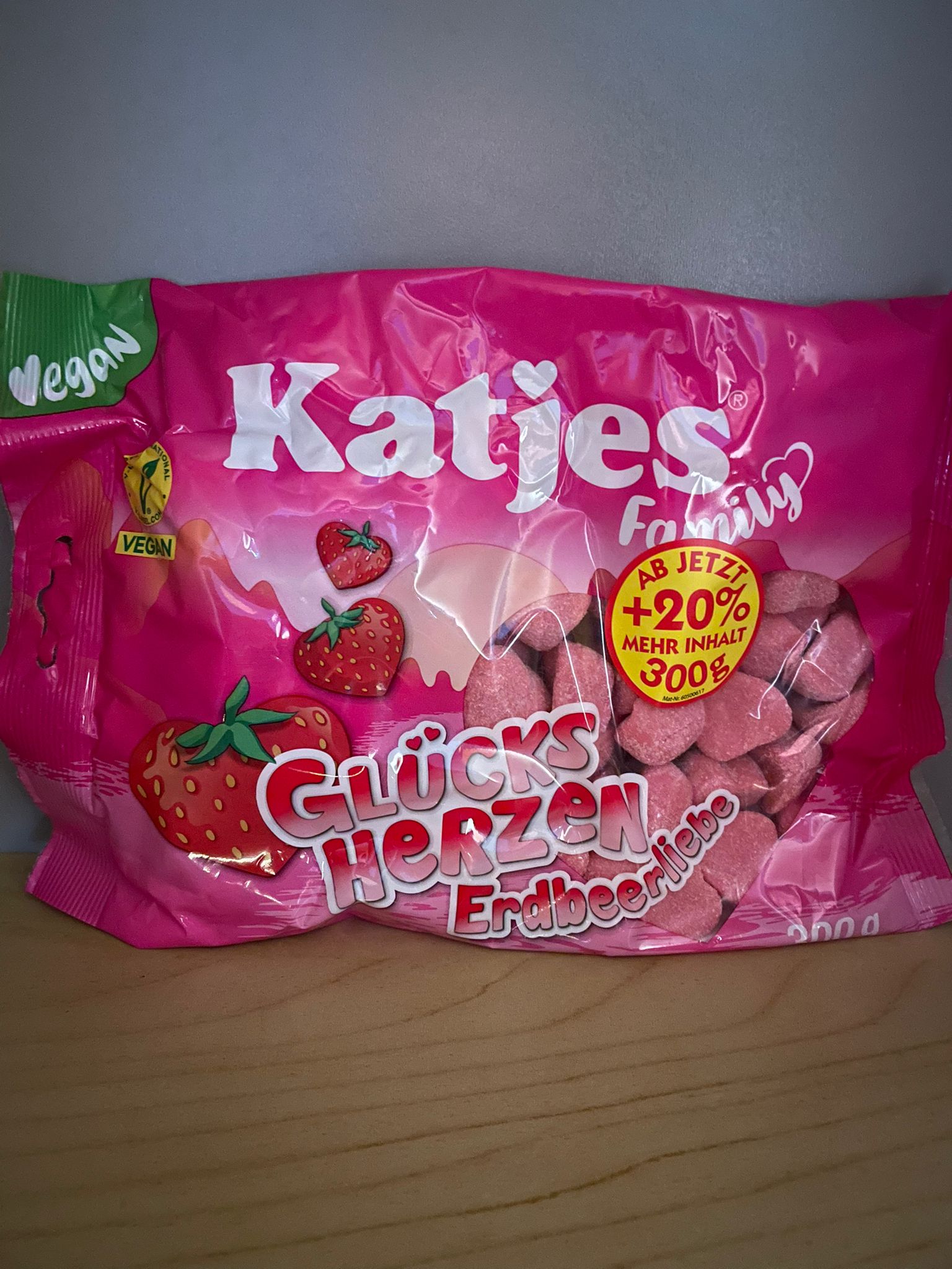 Katjes Schaumzucker Familiy Glücks Herzen Erdbeerliebe (300g)