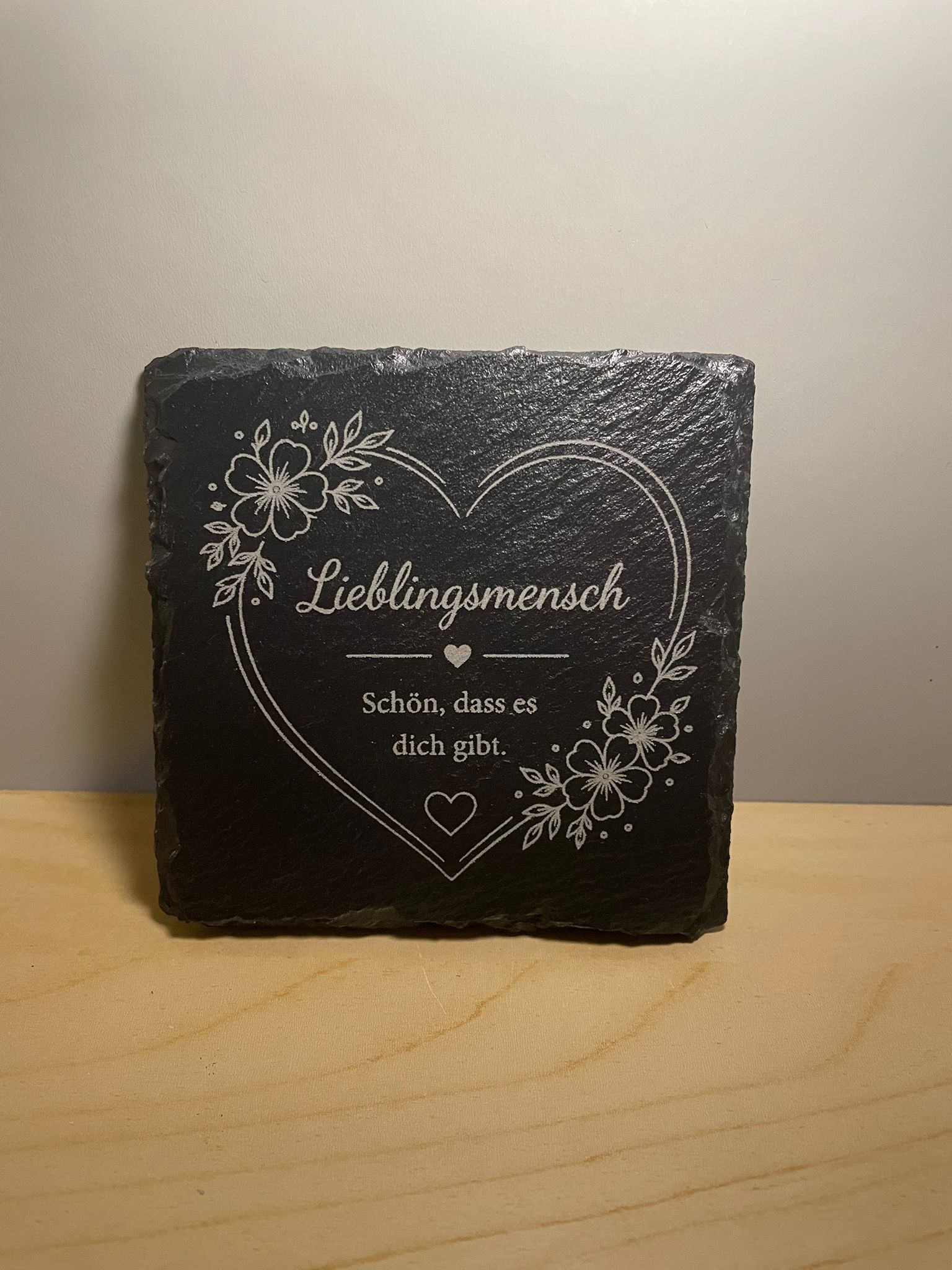 Schiefer Untersetzer (10x10cm) Lieblingsmensch