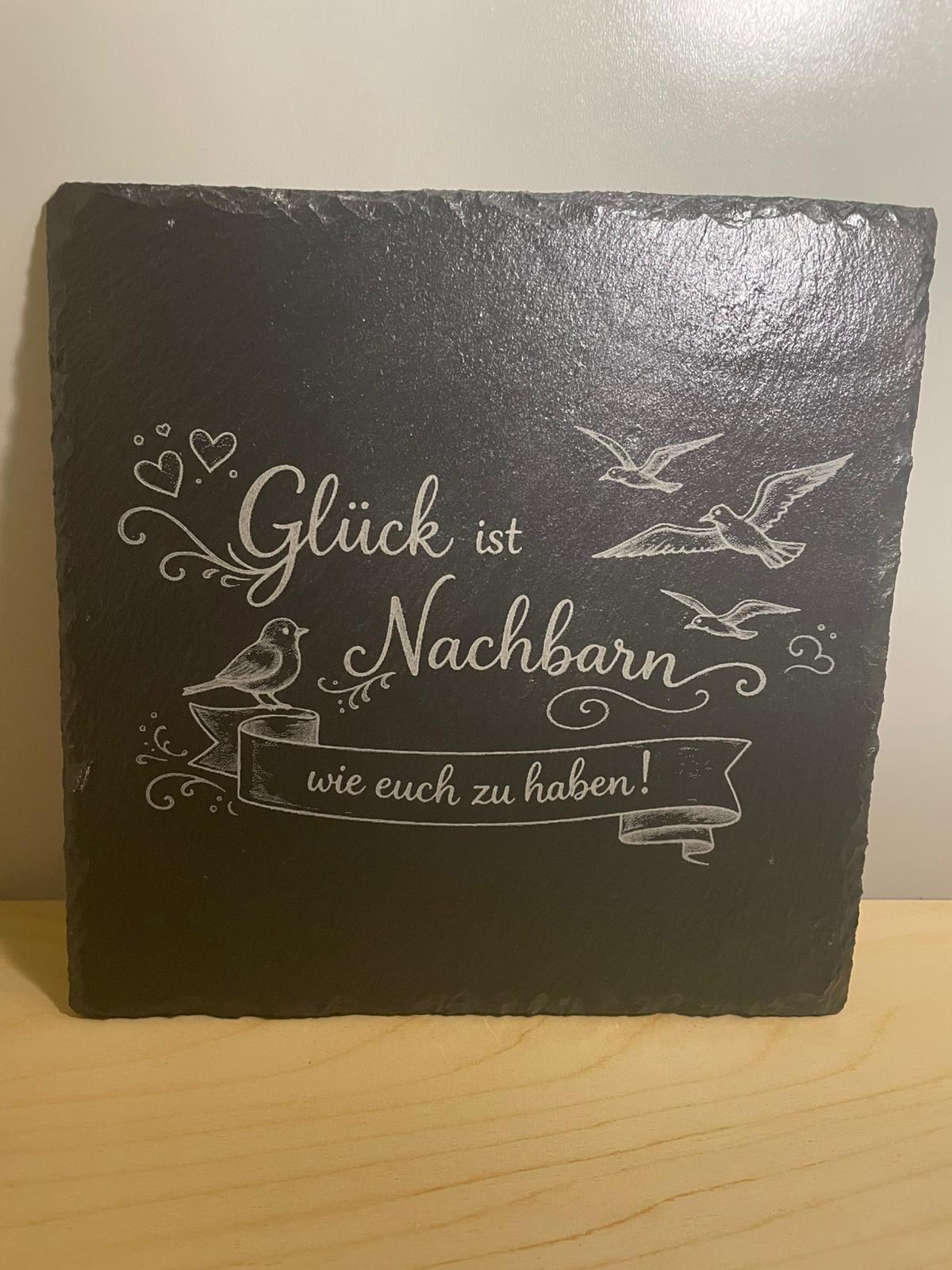 Schiefer Untersetzer (20x20cm) Glück ist Nachbarn wie euch zu haben